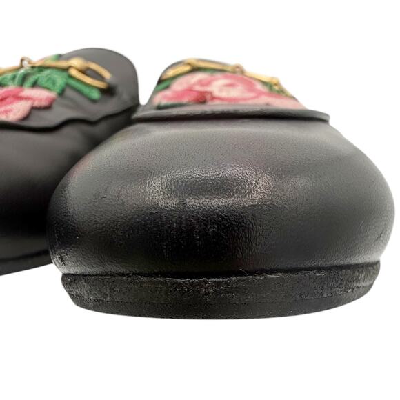 Gucci Princetown Horsebit Loafer Floral Flower Black Leather Mules EU 41 US 11 - Picture 6 of 16